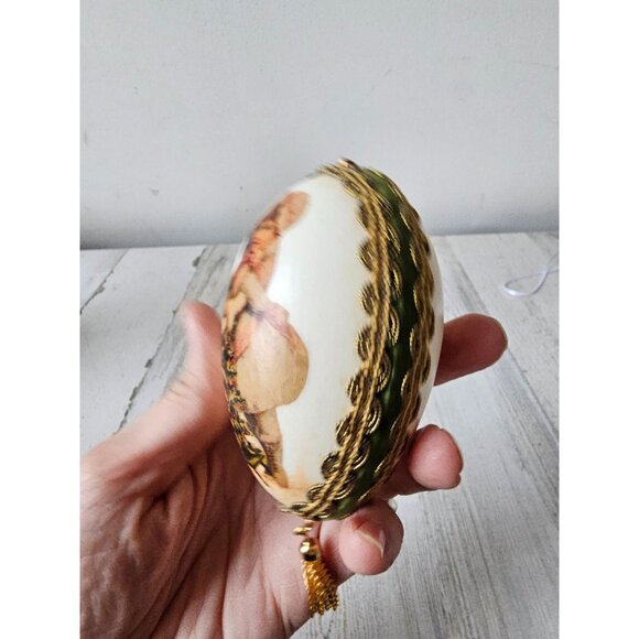 Vintage Victorian goose egg ornament tree Xmas Gold - Picture 2 of 9